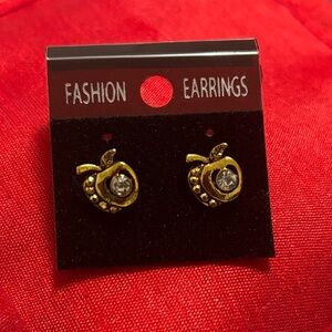 Gold Apple Stud Earrings